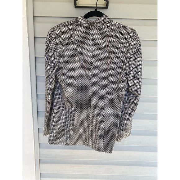 Escada Wool Silk Blend Black White Blazer, Mother of Pearl Button, Size Medium* - Picture 5 of 11